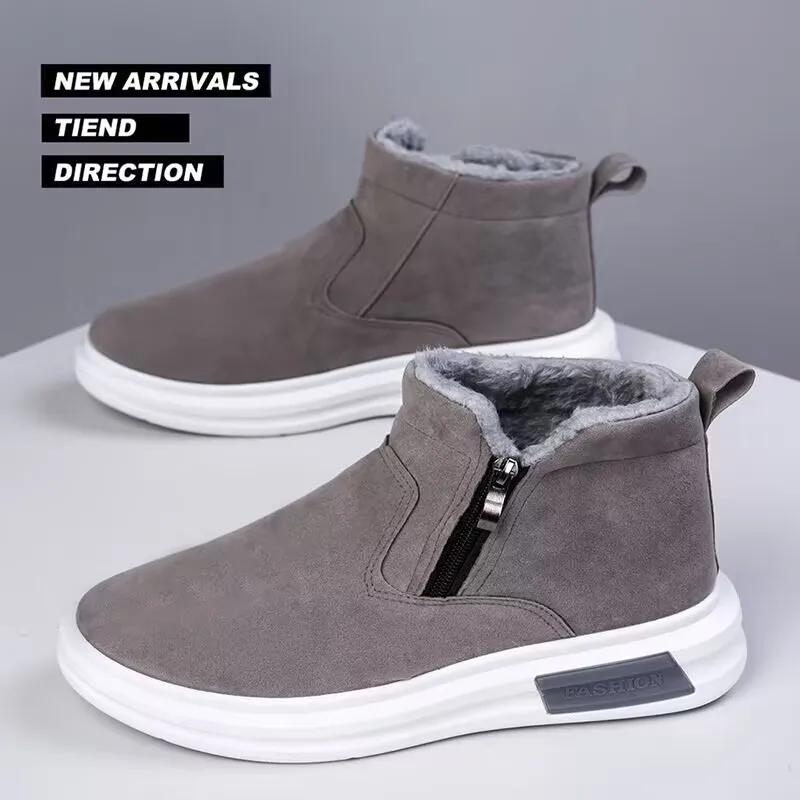 Mens Snow Boots With Fur Warm Winter Boots Man Fluff Comfortable Suede Ankle Boots for Men Botas Casual Hombre