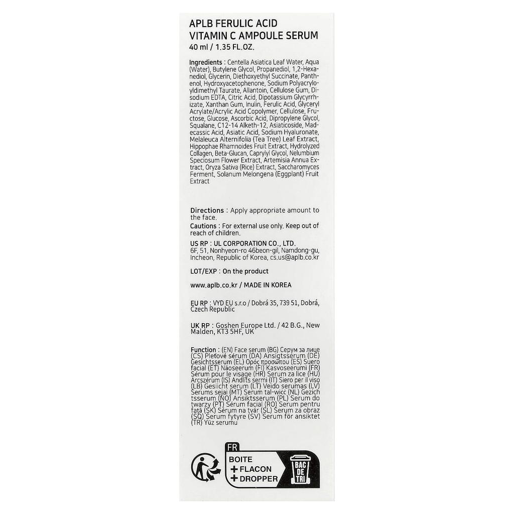 APLB Сыворотка-ампула с феруловой кислотой и витамином С, 40 мл (1,35 жидких унций)