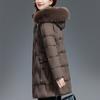 Middle Age Woman Winter Coats Hooded Faux Fur Collar Casual Thick Warm Long Parkas Women's Jackets
