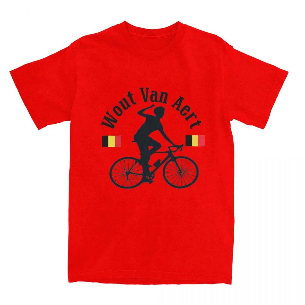Hipster Wout Van Aert Cycling Logo T-Shirts Men Women's Crewneck Pure Cotton Belgium Flag Short Sleeve Tee Shirt