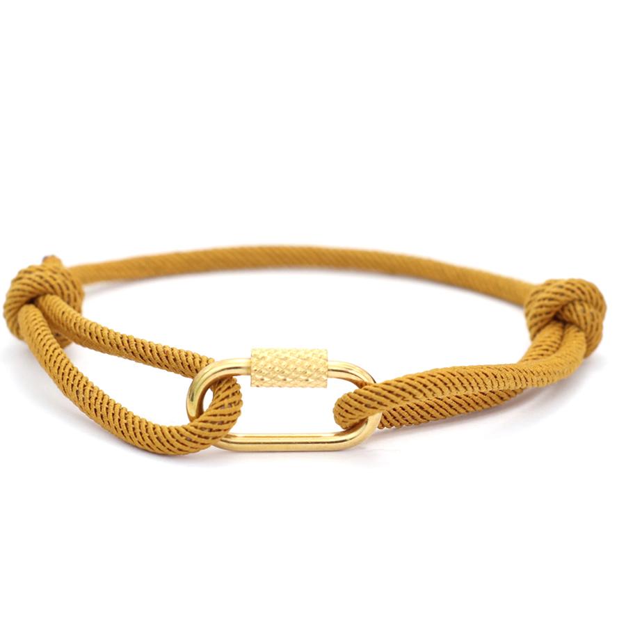 Fashion Men String Bracelet Gold Color Stainless Steel Mountaineering Buckle Outdoor Rescue Cord Chain Braslet Pulseria Hombre