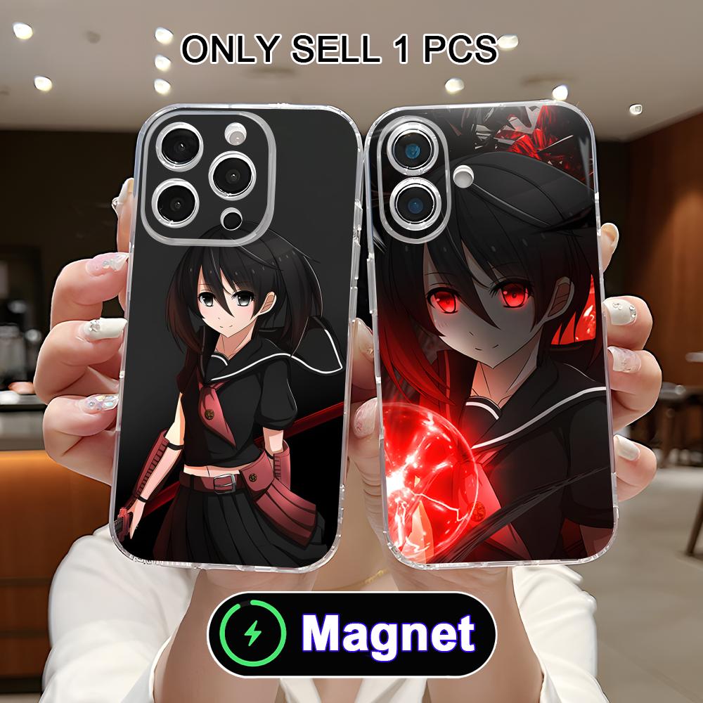 Akame Kurome Прозрачный ТПУ Magsafe Чехол для Мобильного Телефона для iPhone 17 16 15 14 13 12 11 Air Pro Max Plus Mini Цветной Чехол