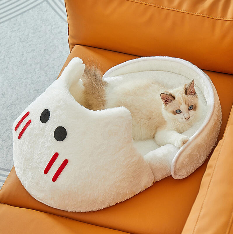 Зимняя теплая тапочковая лежанка для кошек, уютный плюшевый домик для питомцев для домашних кошек, мягкий удобный коврик для питомцев с нескользящим дном