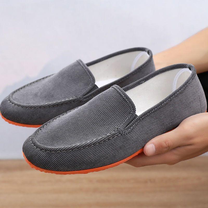 Мягкие подошвы Старые пекинские мужские туфли Низкие дышащие мужские повседневные парусиновые туфли Dad Comfort для вождения Лоферы Широкие туфли