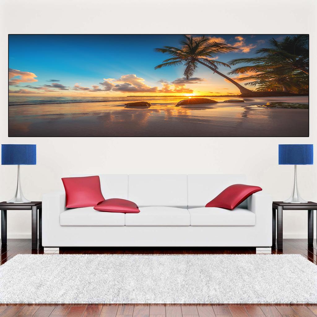 Landscape Sunset Beach Cloud Seascape Canvas Painting Tropics Palm Tree Coast Posters and Prints Wall Art Home Decor No Frame