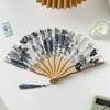 Chinese Japanese Style Silk Fan Folding Fan Wedding Fan Art Gifts Dance Hand Fan Vintage Bamboo Folding Hand Held Flower Fan