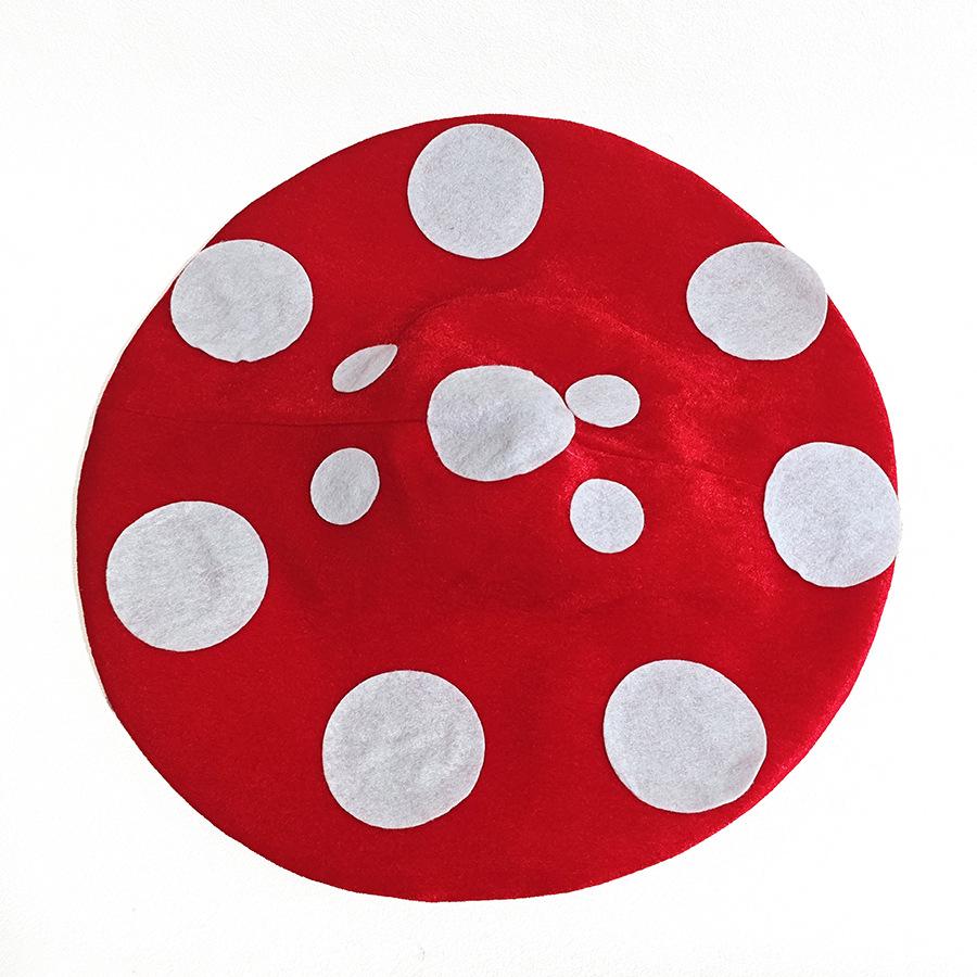 Cute Mushroom Cosplay Hat Felt Toadstool Costume Hat with White Dots Halloween Carnival Fancy Dress Party Headwear Accessory for Adult Role‑Play