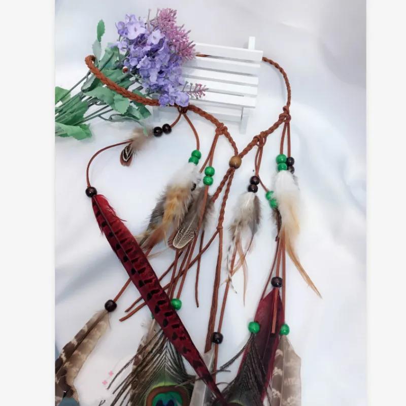 Модный винтажный индийский стиль перьевая повязка на голову павлинья перьевая повязка на голову в стиле бохо повязка на голову аксессуары креативные подарки украшения