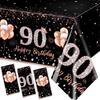 GREHUMOR 3Pcs 13th Birthday Tablecloth Party Decorations for Girls Rose Gold 13 Year Old Birthday Party Supplies Table Cover Thirteen Birthday