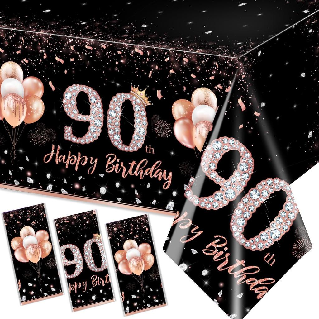 GREHUMOR 3Pcs 13th Birthday Tablecloth Party Decorations for Girls Rose Gold 13 Year Old Birthday Party Supplies Table Cover Thirteen Birthday