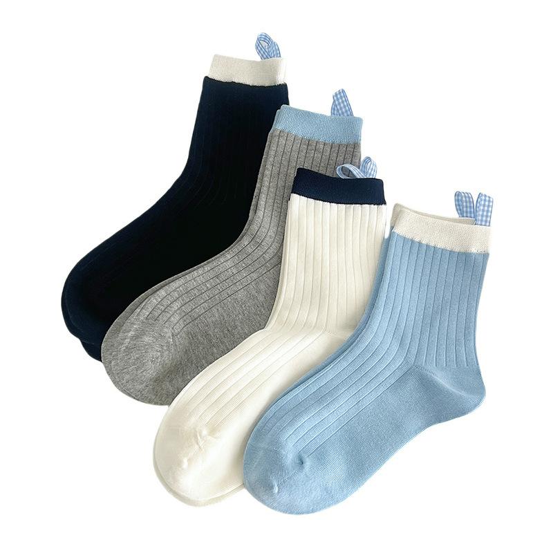 Female Spring and Autumn All-match Personality Pure Cotton Heel Cloth Label College Wind Tube Stack Socks
