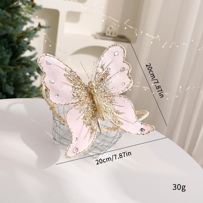 1 шт. Тканевые Пайетки Имитация Бабочки Украшения для Рождественской Елки Бархат Пенопласт Пластик Праздничные Цветочные Украшения Рождественский Подарок