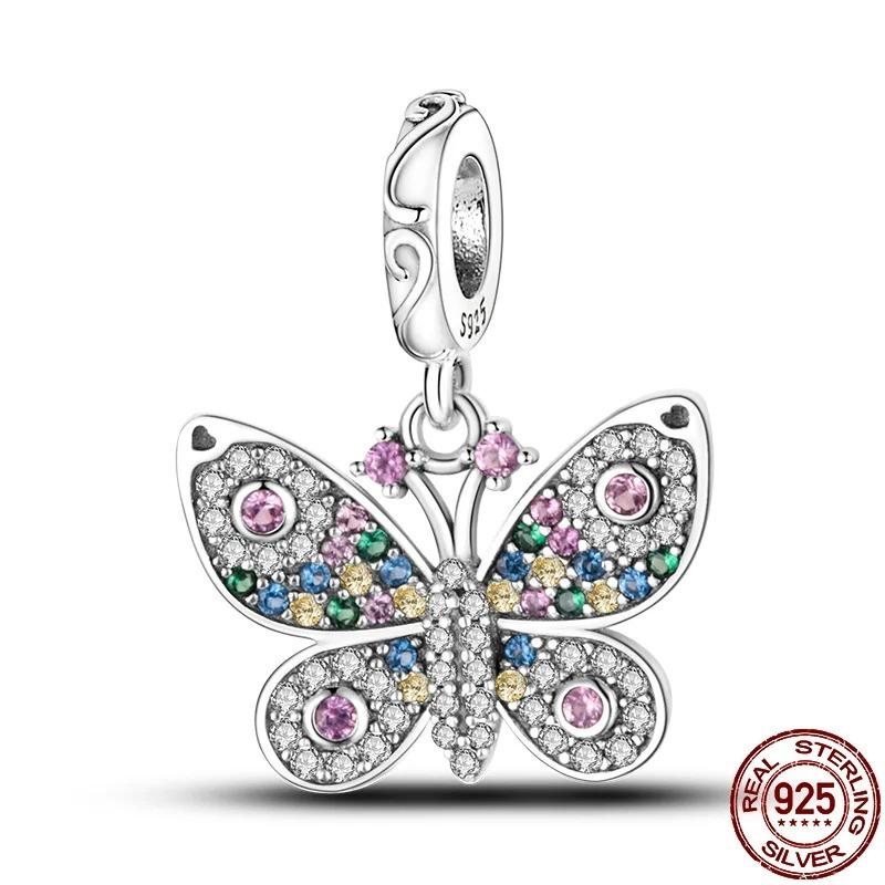 925 Sterling Silver Spring New Animal Beads Fit for Original Bracelet Jewelry Making Butterfly Firefly Chameleon Charms