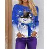 Christmas Snowman Pattern Women Fashion T-Shirts Autumn Winter Long Sleeve 3D Printed Street Tie-dye Christmas Tops 3XL Big Size