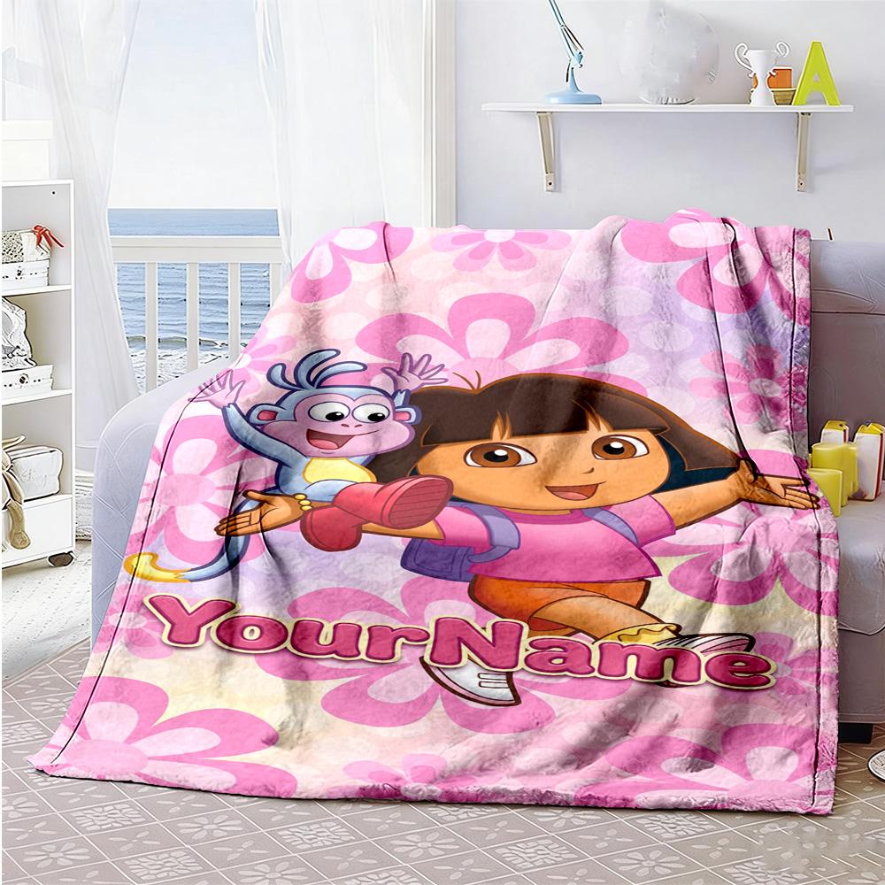 Dora Explorer Personalized Name Blanket Throw Personalized Blanket Soft Warm Cozy Throw For Bed Bedding Livingroom Office Chair