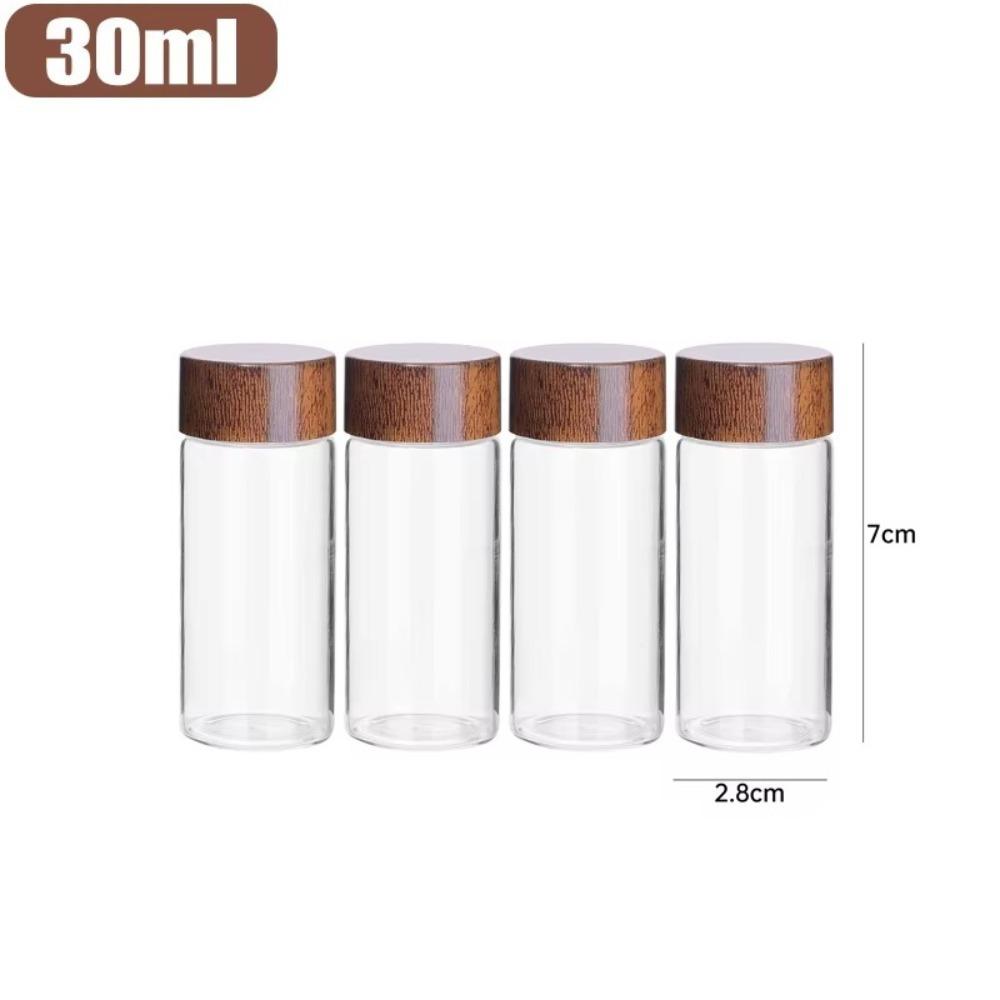 4 шт. Новые 10/20/30 мл Стеклянная бутылка Деревянные крышки Герметичные банки Запечатанный контейнер Стеклянная пробирка для кофейных зерен Кухня