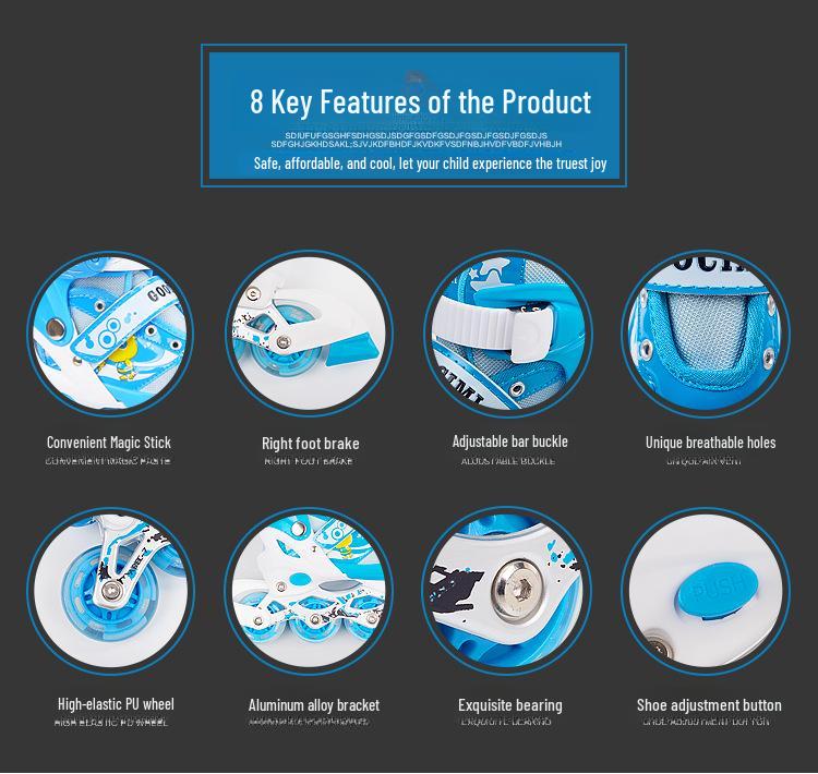 Регулируемые мигающие роликовые коньки для детей, мужчин и женщин - полный комплект