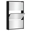 VidaXL Shoe Cabinet with Mirror 3 Levels Black 63x17x102.5 Cm 342635