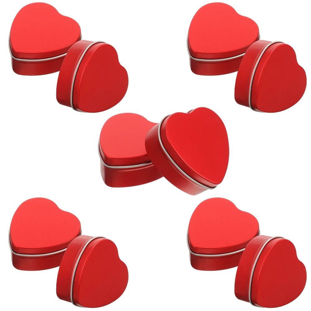 Серебряные/красные/розовые банки в форме сердца Жестяные контейнеры в форме сердца Креативные банки для изготовления свечей своими руками