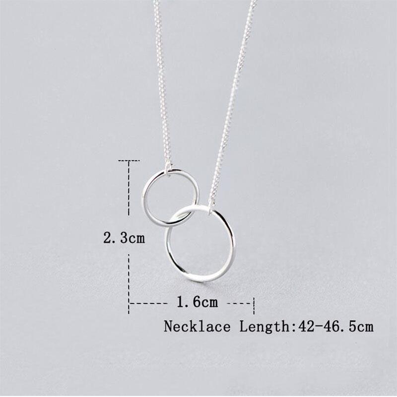 ANENJERY Double Circle Interlock Clavicle Short Necklace Silver Color Necklace For Women Collares Erkek Kolye S-N191