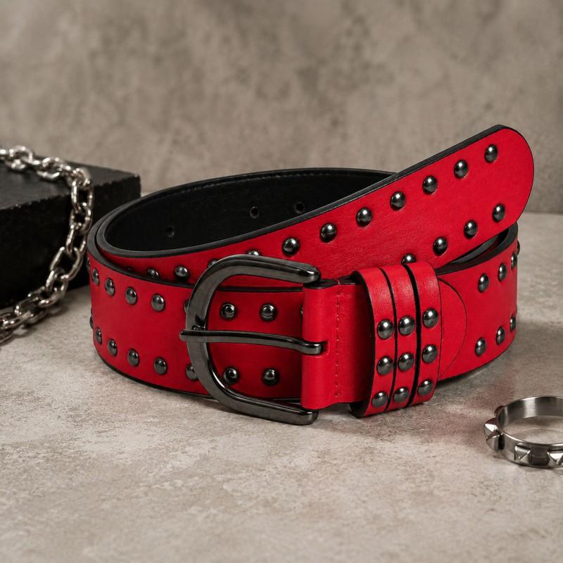 Womens Punk Vintage Belt Double Prong Buckle PU Leather Jeans Y2K Style