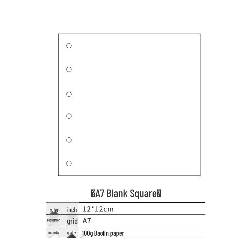 Утолщенная бумага для сменных блоков формата A4/B5/A5/A6/A7 – Горизонтальная линия, Клетка, Чистые листы