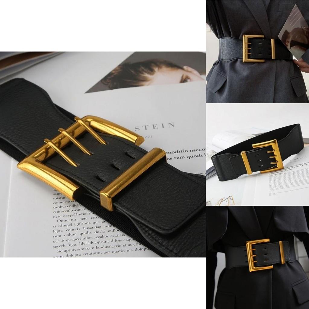 Fashionable Black Pu Elastic Waist Belt For Women Vintage Style Versatile Outfit Accessory