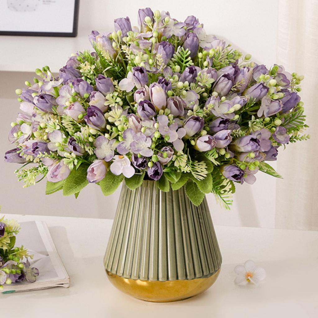 1 букет тюльпанов, искусственные мини-цветы, букет магнолий, цветок с длинным стеблем и листьями, искусственные цветы для домашнего декора, свадебных украшений