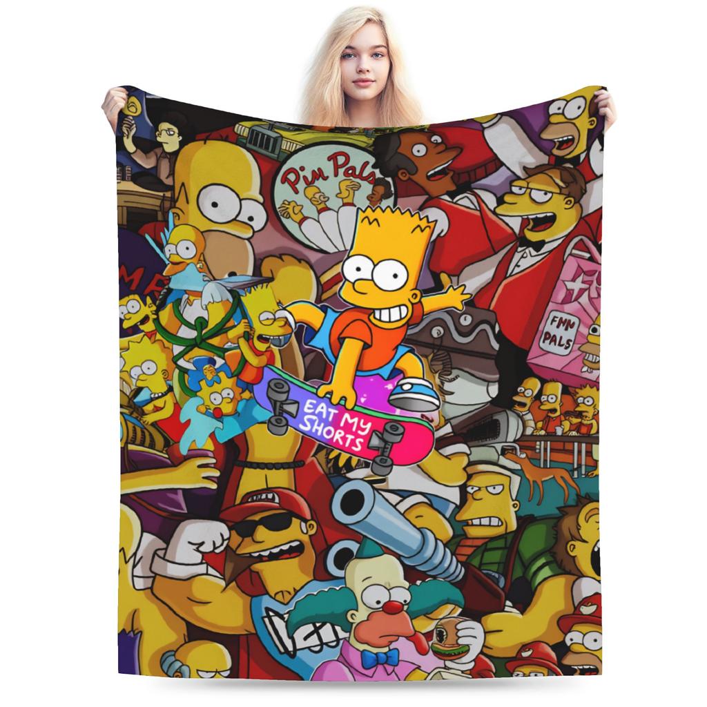 Bart S-Simpsons Bedding Throws Soft Cozy Funny Blanket For Living Room Picnic Flannel Bedspread Bed Cover