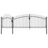 Garden Gate - vidaXL - 1.5 X 4 M - Powder-Coated Steel - Black - Elegant Design