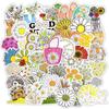 50 PCS Daisy Stickers Cute Flower Anime Stickers for Laptop Skateboard Guitar Luggage Bicycle Motor Car Decal Waterproof Sticker
