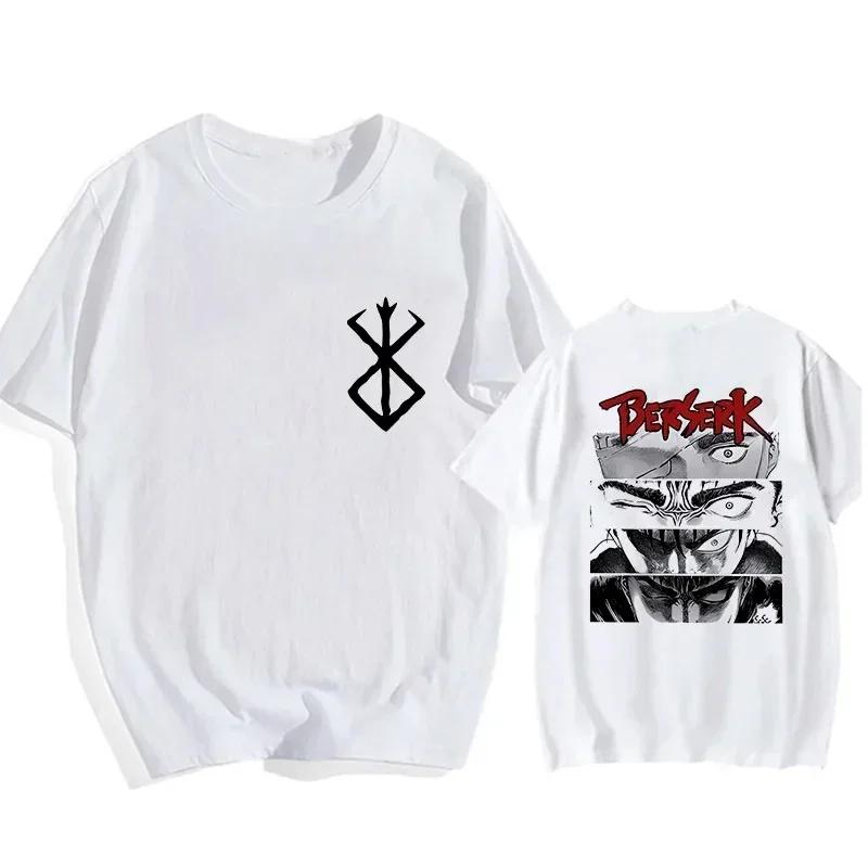 Футболка больших размеров с японским аниме Harajuku Berserk Guts Eyes Print Funny, графическая футболка, уличная футболка Manga, топ, футболки в стиле хип-хоп