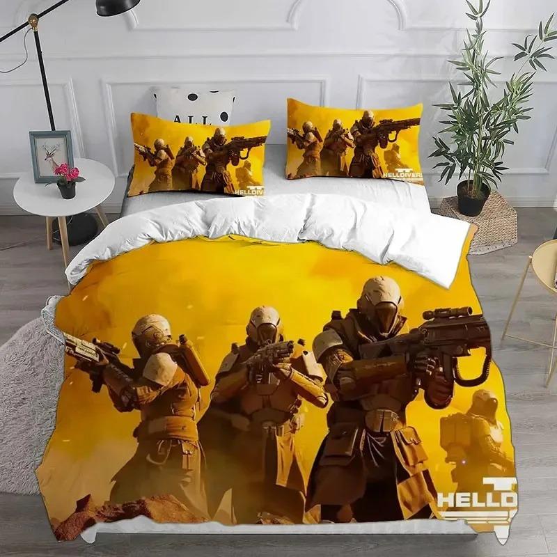 3D Helldivers 2 Bedding Collections Comforter Quilt Bed Cover Duvet Cover Pillow Case 2 3 Pieces Collections Boys Adult Size Home Use Textiles