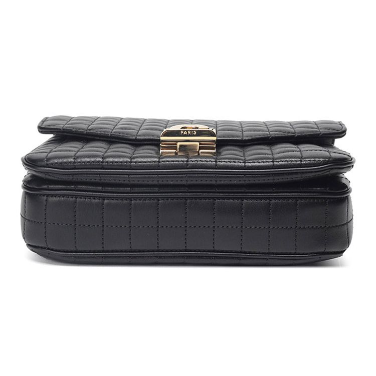 Celine Quilted Leather Chain Shoulder Bag Women Shoulder Bag Black 188403BFC-38NO