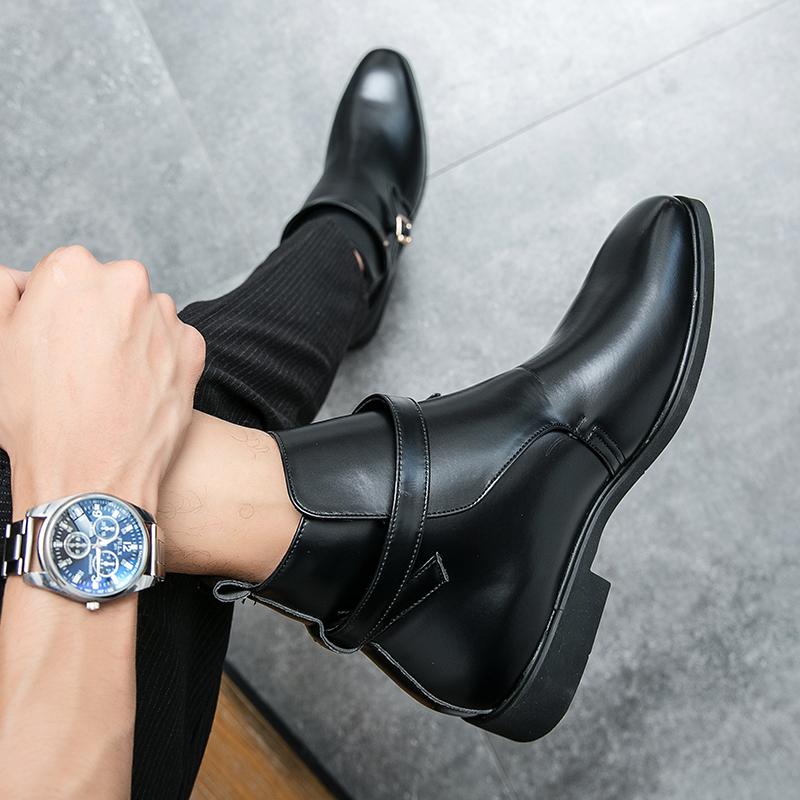 Ботинки мужские повседневные, для улицы, нарядные, увеличивающие рост, ботинки челси, мужская обувь, ретро-мода, универсальные, деловые, повседневные