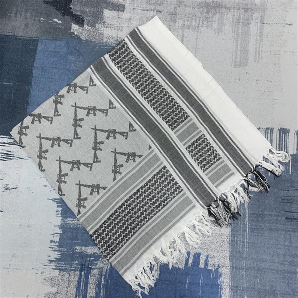 Shemagh Desert Scarf Black and White Arab Keffiyeh Shawl Wrap with Tassels Scarves Bandana Head Wraps for Men and Women