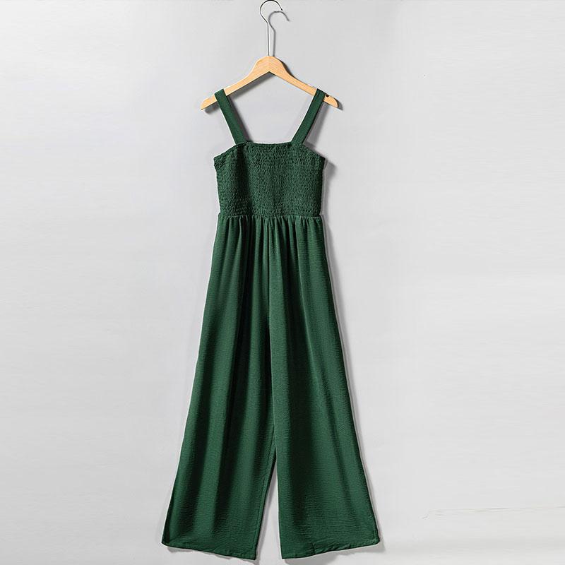 Women's Basic Simple High Waisted Knit Strapless Wide Leg Pants Pure Black One-piece Pants