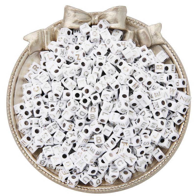 Бусины для браслета ручной работы 5x5 мм Акриловые английские буквы Квадратные бусины Бисероплетение Украшения Аксессуары Подвеска ручной работы Браслет своими руками Материалы