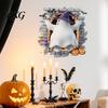 Bat Wall Stickers for Halloween Stickers, 3D Broken Effect with Ghost Skeleton Pumpkin Decals, Self-Adhesive Waterproof Decor Mural Living Room