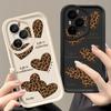 Мягкий ТПУ Чехол для Телефона Для Honor 400 Pro 200 Pro X8c X9c Smart X6a X6b X6c Magic7 Lite Коричневый Леопардовый Принт Сердечко Напечатанная Задняя Крышка