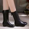 Зимние ботинки женские полусапожки повседневные однотонные круглые носки молния квадратный каблук женская обувь винтажные женские ботинки