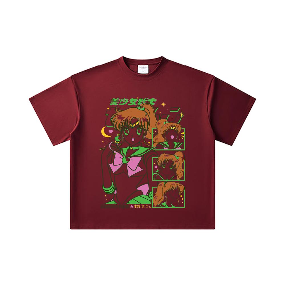 260 GSM Double Yarn 32 Count 100% Cotton Makoto Kino Print Unisex Heavy Cotton T Shirt