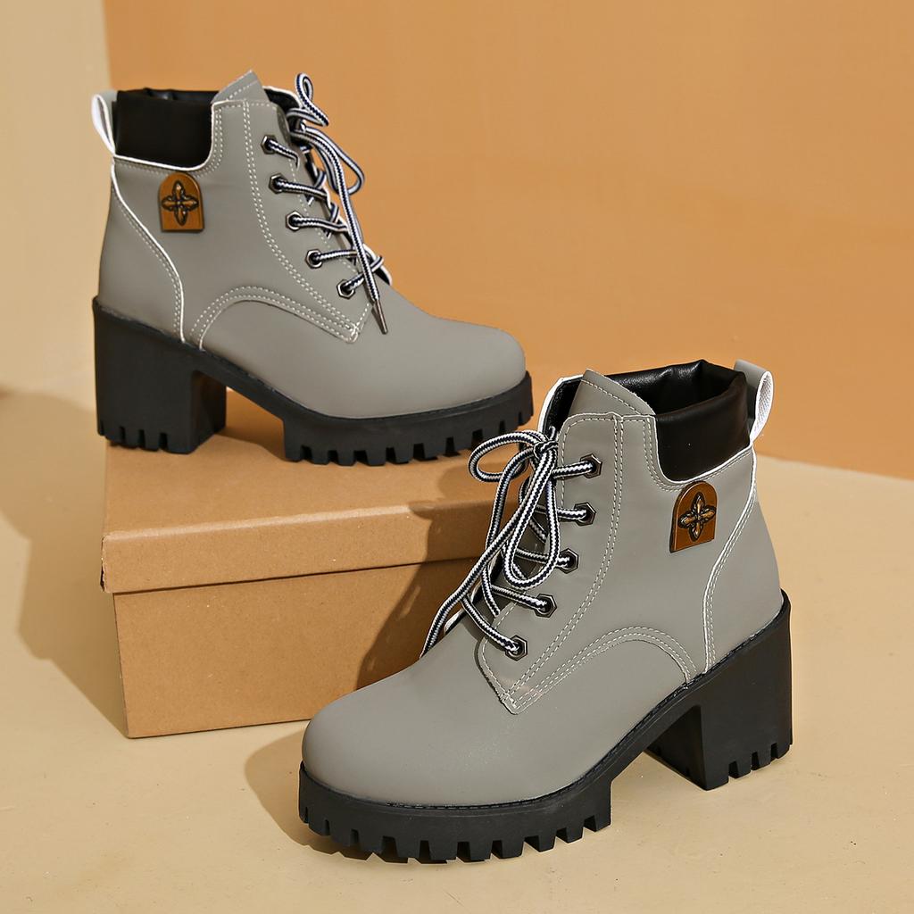 Женские сапоги на каблуках, новые зимние женские туфли, женские короткие ботинки в стиле ретро, женские короткие ботинки на платформе со шнуровкой, Botas De Mujer, большой размер