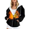 Women's Fashion Casual Halloween Printed Sweatshirt Autumn Winter Long Sleeve Cardigan With Pockets Zipper Hoodie Jacket