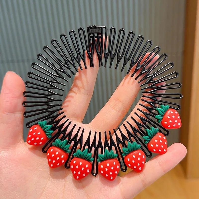 Детская красочная расческа в форме фруктового сердца, сломанная повязка на голову, заколки для волос, милый головной убор в виде кролика, аксессуары для волос принцессы для девочек, 1 шт.