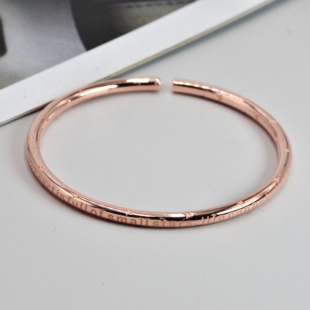 S925 Sterling Silver Korean Fashion Minimalist Bracelet Instagram Small Luxury Gift Heart Little Star Girl Bracelet Opening