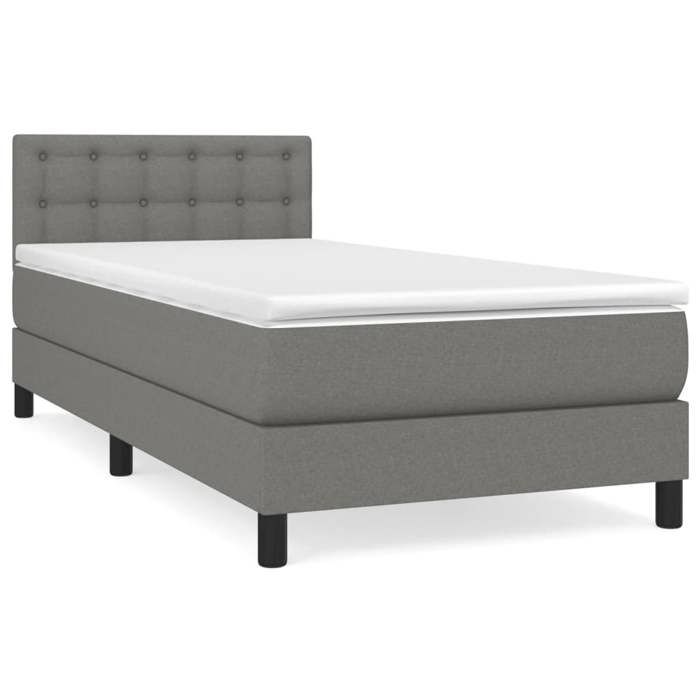 Maison Exclusive - Sommier à lattes de lit avec matelas Gris foncé 100x200cm Tissu