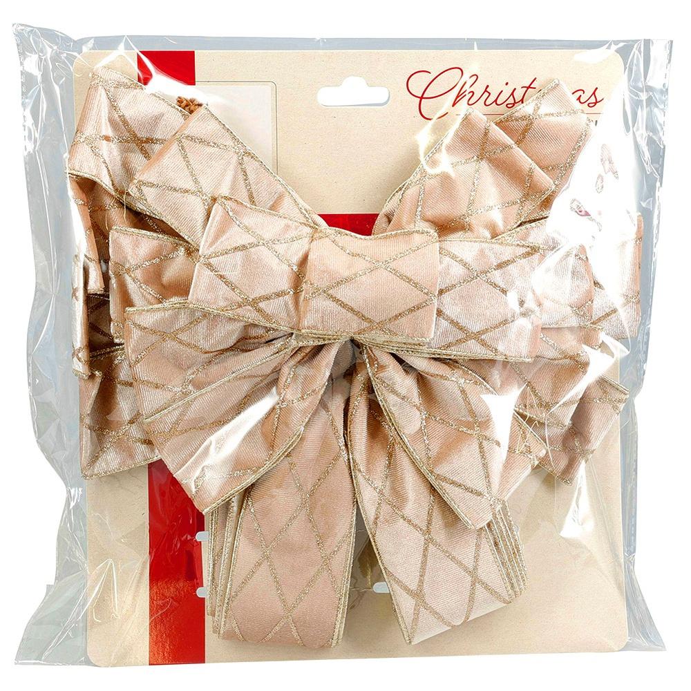Decorative bow for Christmas tree, beige, 130x33 cm