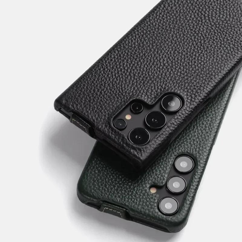 Melkco Беспроводная Зарядка Чехол из Коровьей Кожи Для Samsung Galaxy S26 Ultra S26 Plus 5G Премиум Вертикальный Флип Чехол для Мобильного Телефона