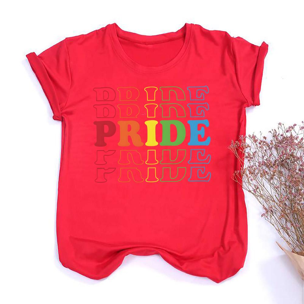 Rainbow PRIDE Print Tee Shirt LGBT Pride Month Tshirt Female Rainbow Tshirt Girls Top Love Wins Graphic Tee Summer Clothes